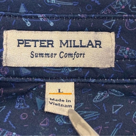 Swag Golf Sz Large Peter Millar Back to the Future Polo Summer Comfort Blue - Picture 5 of 6